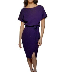 NWT KENSIE DRESSES Womens Purple Belted Wrap Style Dolman Sleeve Dress 6